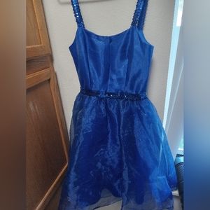 Sequin strap with tulle royal blue dress size 4